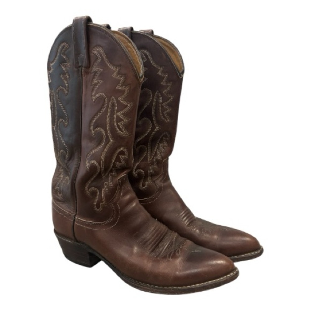 Vintage Dan Post 9153089 El Paso Mens Brown Leather Cowboy Western Boots Size 9D